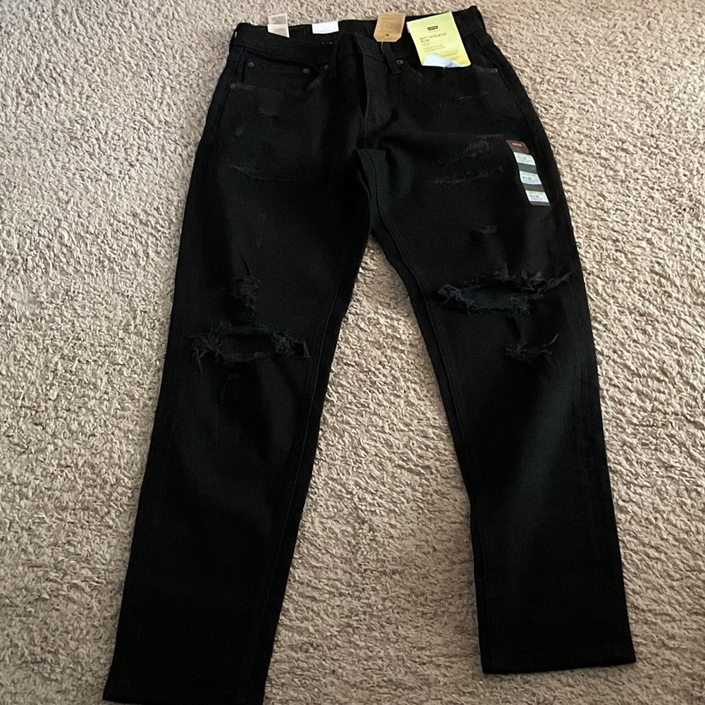 Levi's Black Slim Straight Distressed Jeans